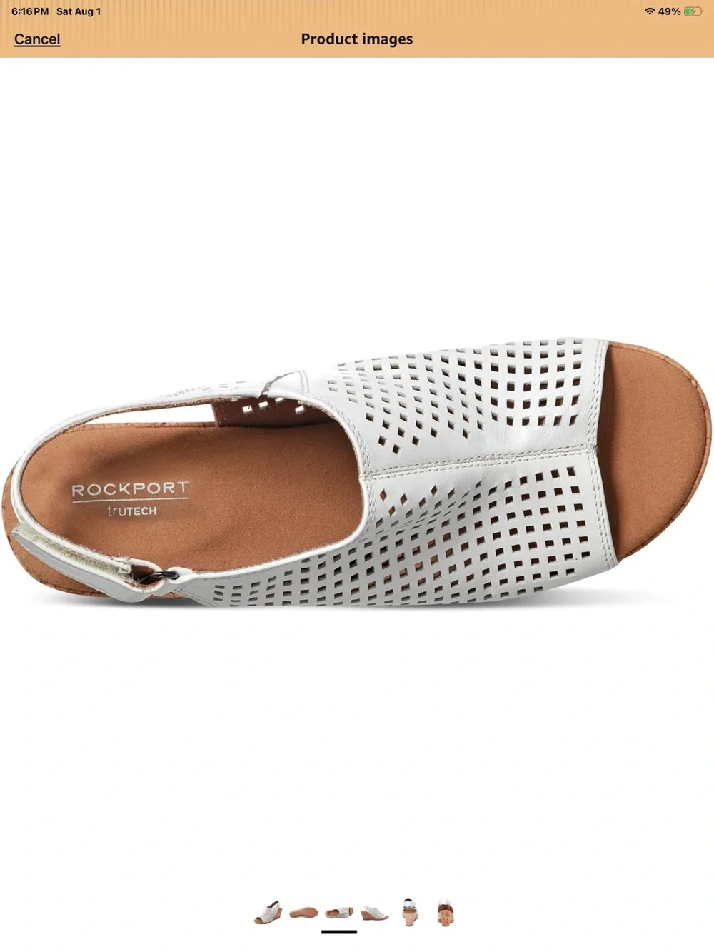White Rockport Womens Briah Perf Sling Size 8.5 Wide